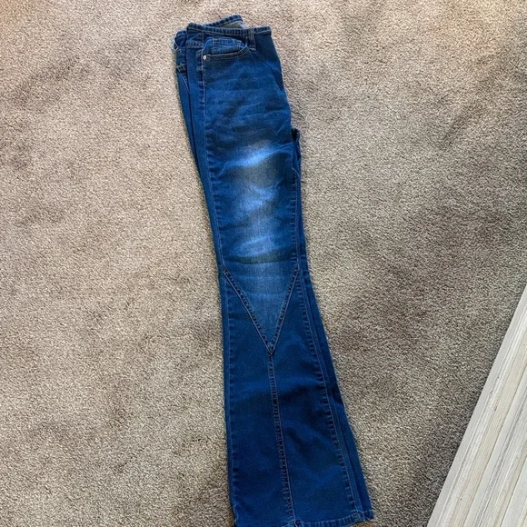 Classic Blue Women's Flare Jeans - Picture 2 of 5
